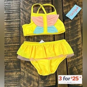 Cat & Jack Yellow Bikini with Pink and Blue Accents